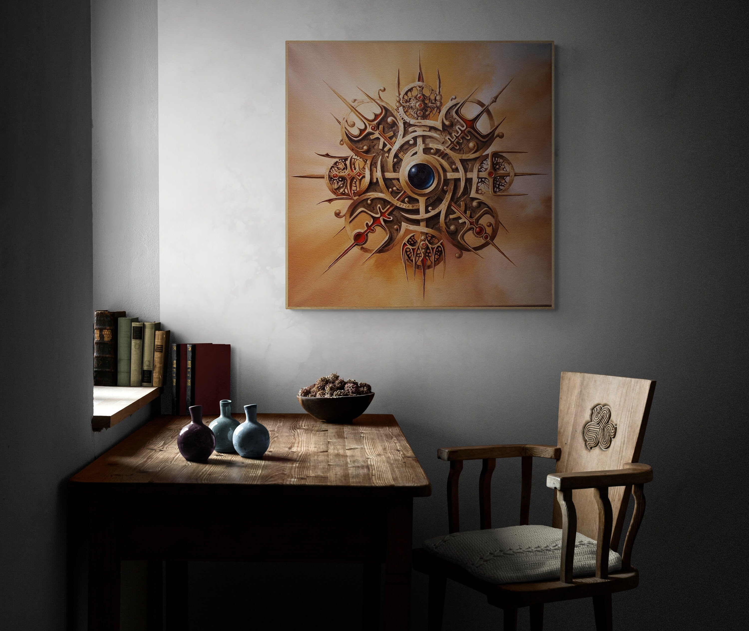 VEGVISIR Compass,  Viking Decor Art Prints of original painting, Extra large wall art