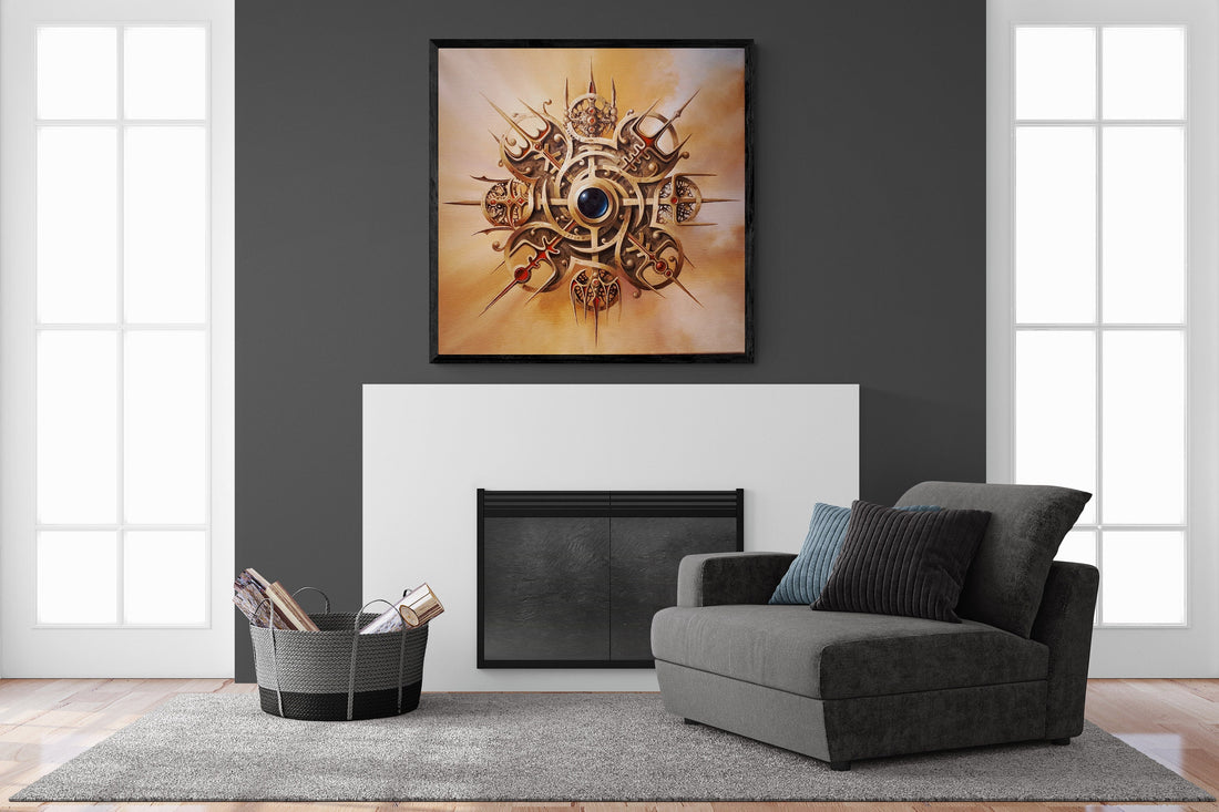 VEGVISIR Compass,  Viking Decor Art Prints of original painting, Extra large wall art