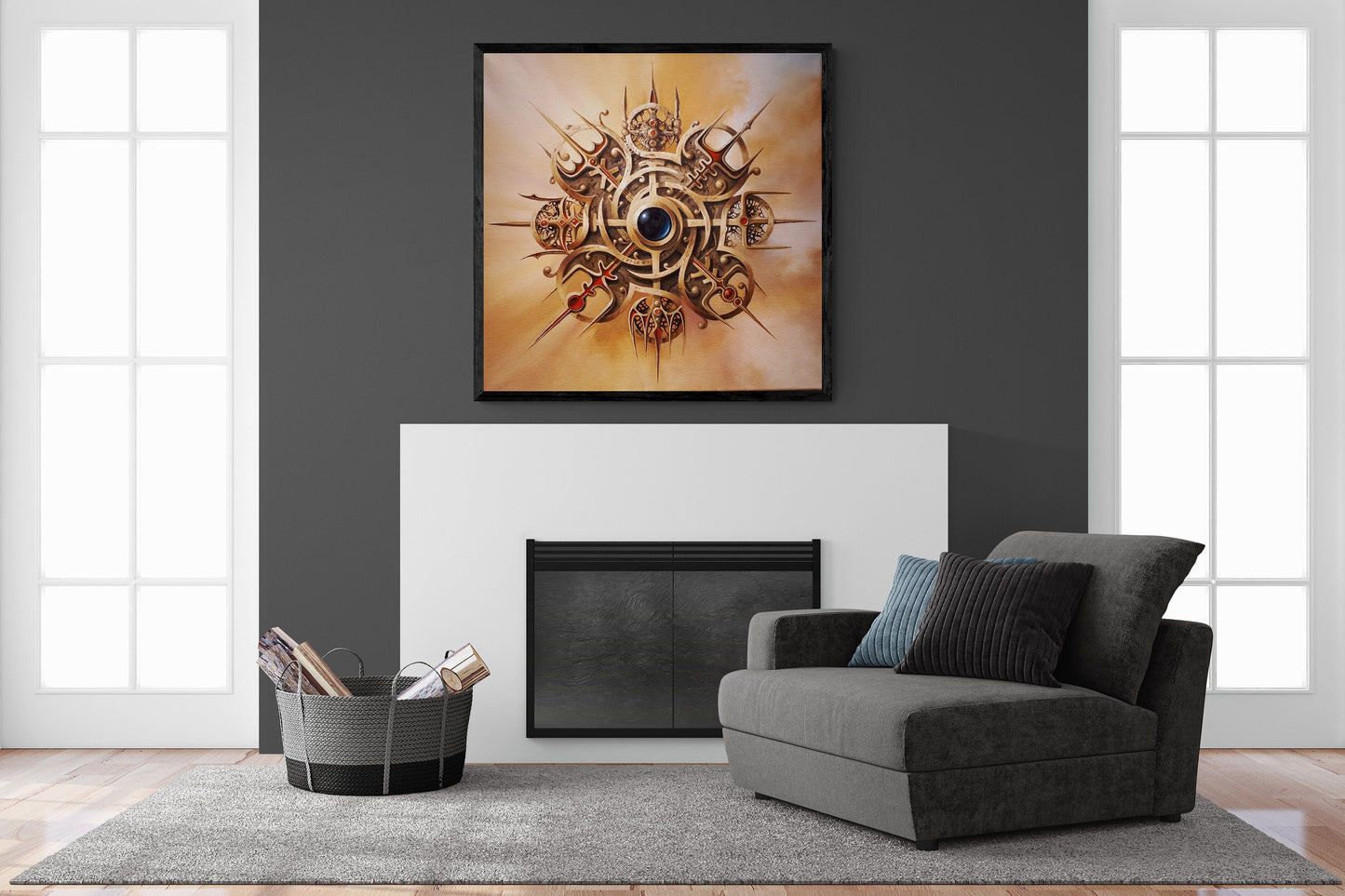 VEGVISIR Compass,  Viking Decor Art Prints of original painting, Extra large wall art
