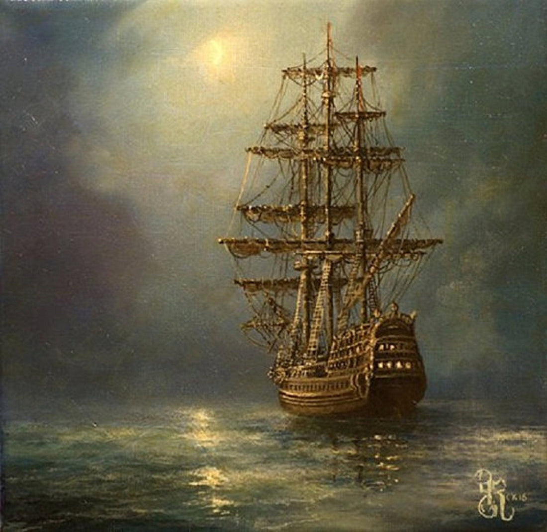Tall Ship Painting: Nautical Seascape Art Print, Maritime Decor FOSHE ART