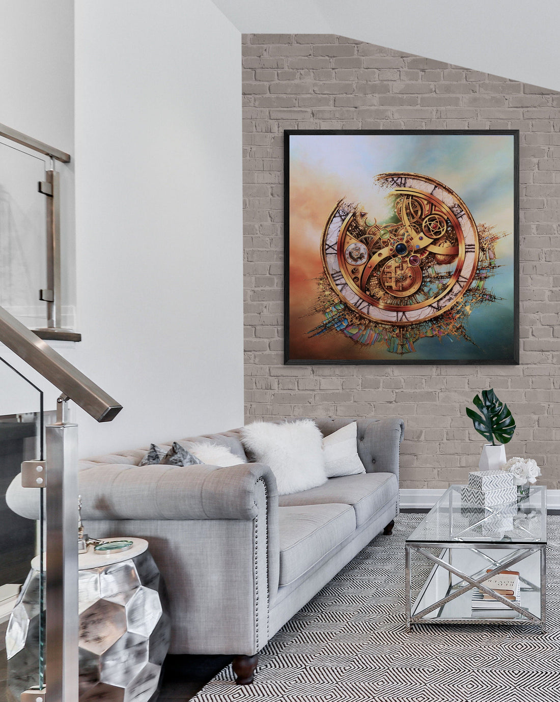 Modern Large Luxury Wall Art | Giclée Canvas Print of original oil painting "MYSTERY OF TIME" by Robert Zietara | signed by the artist FOSHE ART