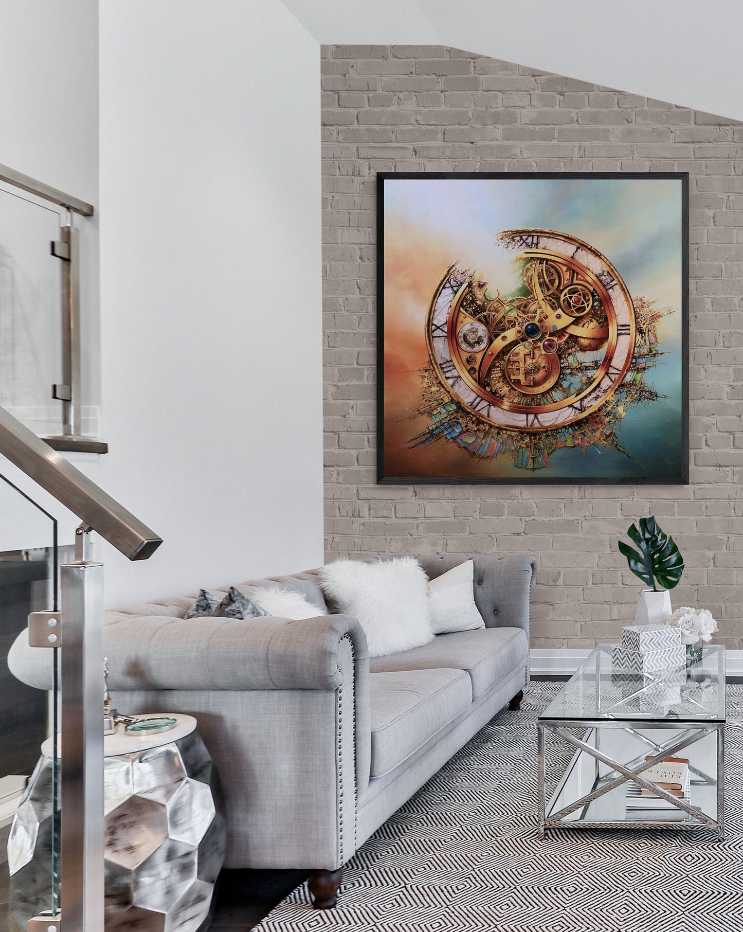 Modern Large Luxury Wall Art | Giclée Canvas Print of original oil painting "MYSTERY OF TIME" by Robert Zietara | signed by the artist FOSHE ART