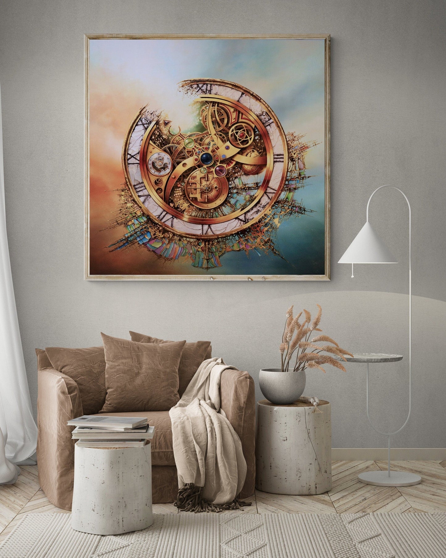 Modern Large Luxury Wall Art | Giclée Canvas Print of original oil painting "MYSTERY OF TIME" by Robert Zietara | signed by the artist FOSHE ART