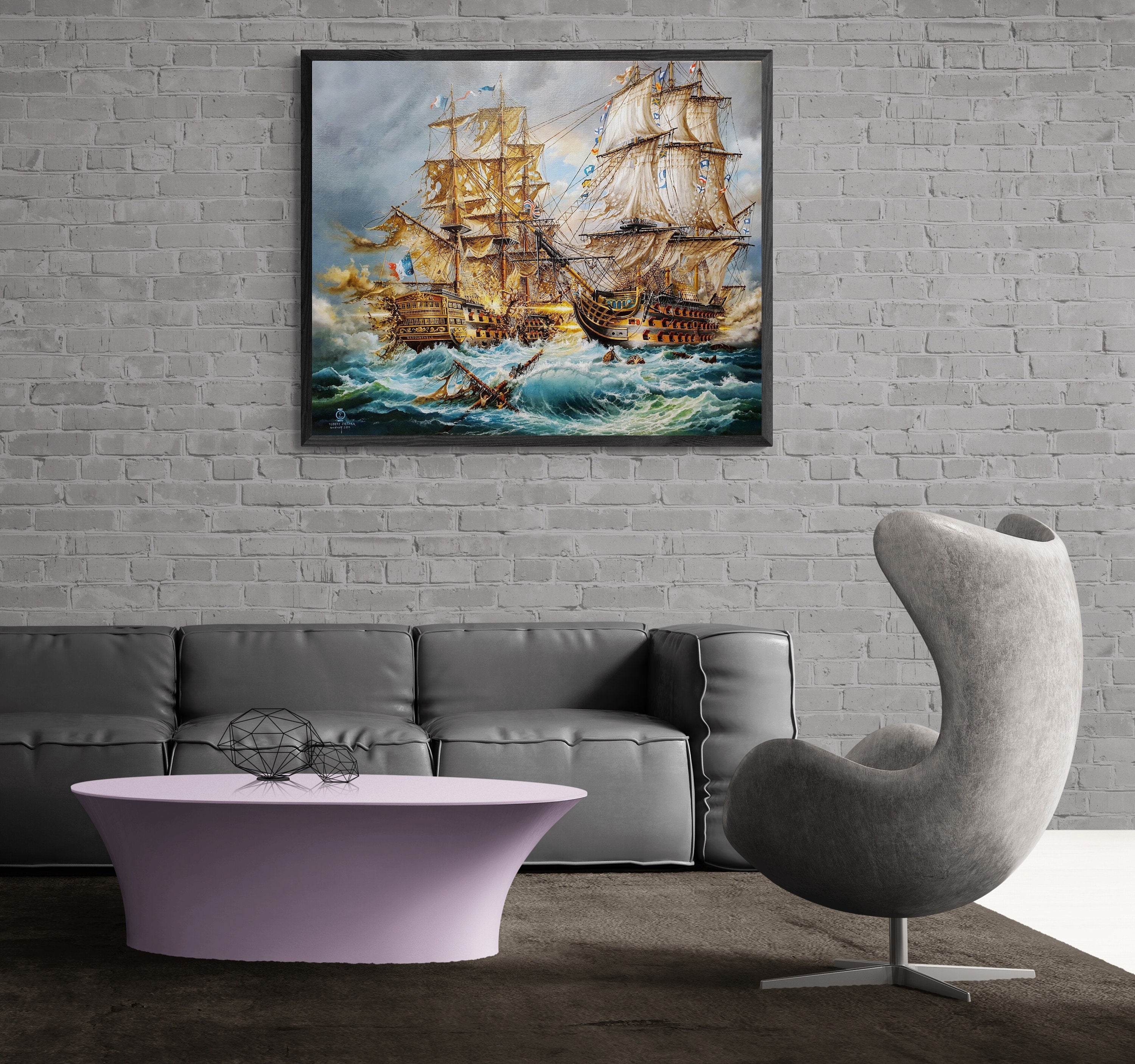 HMS Victory | ship painting| Battle of Trafalgar | Admiral Lord Nelson | glicee canvas art prints of original oil painting FOSHE ART