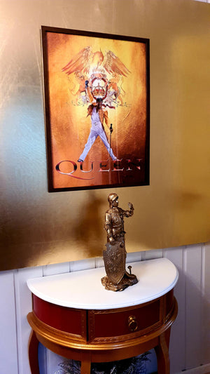 Freddie Mercury from Queen Unique Portrait, golden wall Art Print, Heavyweight paper, Music Icon, Singer Portrait,  New House Gift, House warming painting
