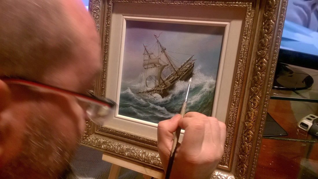 Tall Ship Art Print, Seascape Painting, Rough Sea Poster FOSHE ART