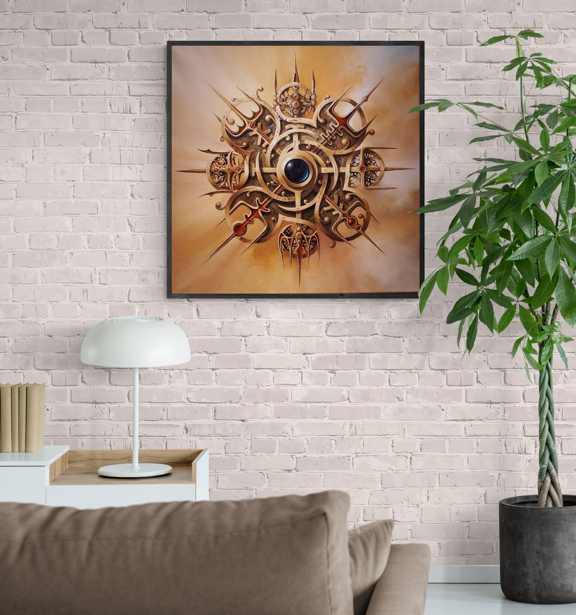 VEGVISIR Compass,  Viking Decor Art Prints of original painting, Extra large wall art FOSHE ART