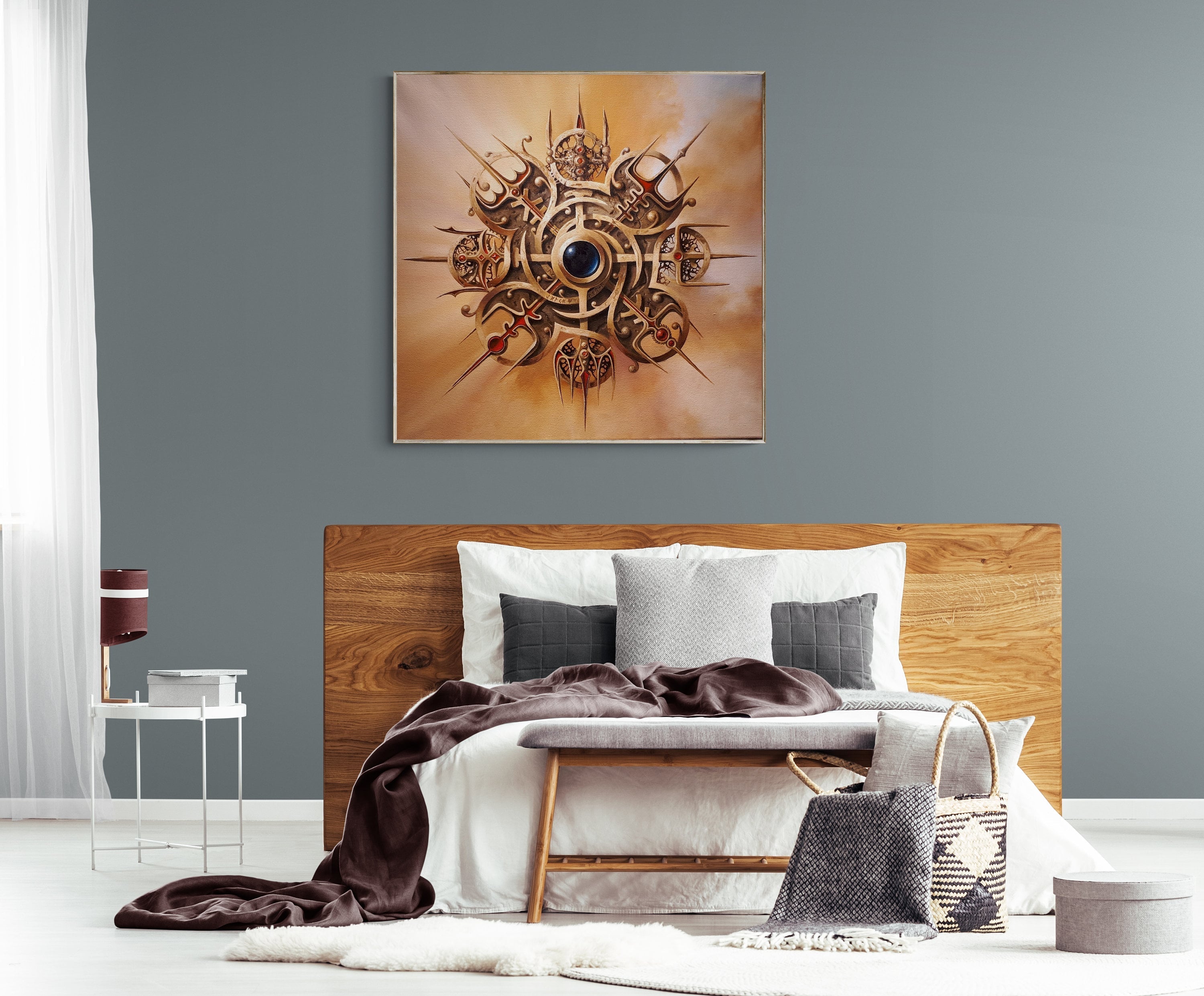 VEGVISIR Compass,  Viking Decor Art Prints of original painting, Extra large wall art FOSHE ART