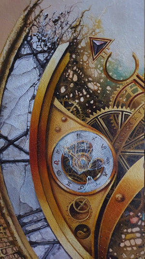 MYSTERY of TIME, Giclée canvas print,  Robert Zietara original painting, Modern abstract wall art, Gift idea for surreal art lovers