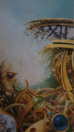 MYSTERY of TIME, Giclée canvas print,  Robert Zietara original painting, Modern abstract wall art, Gift idea for surreal art lovers
