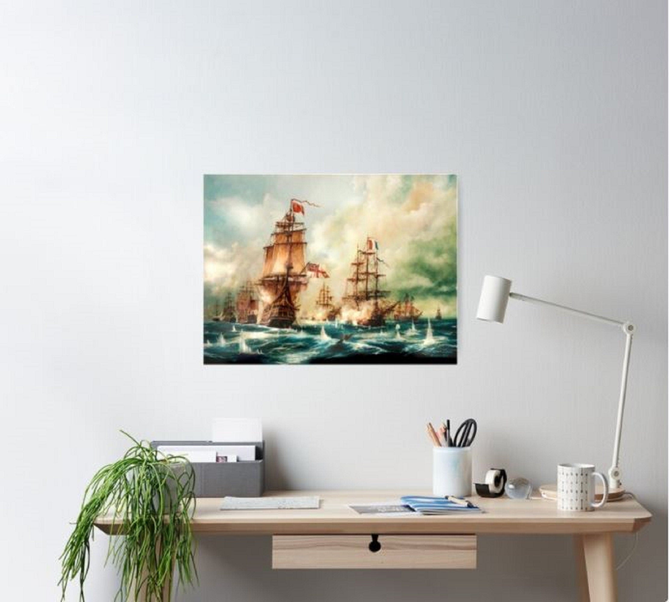 Battle of Trafalgar by Robert Zietara, Giclee Print, Sailing Ship Wall Art FOSHE ART