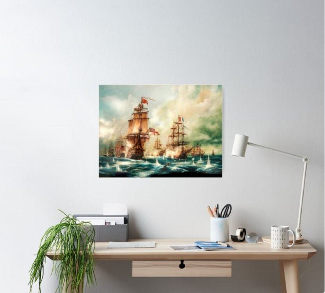 Battle of Trafalgar by Robert Zietara, Giclee Print, Sailing Ship Wall Art FOSHE ART