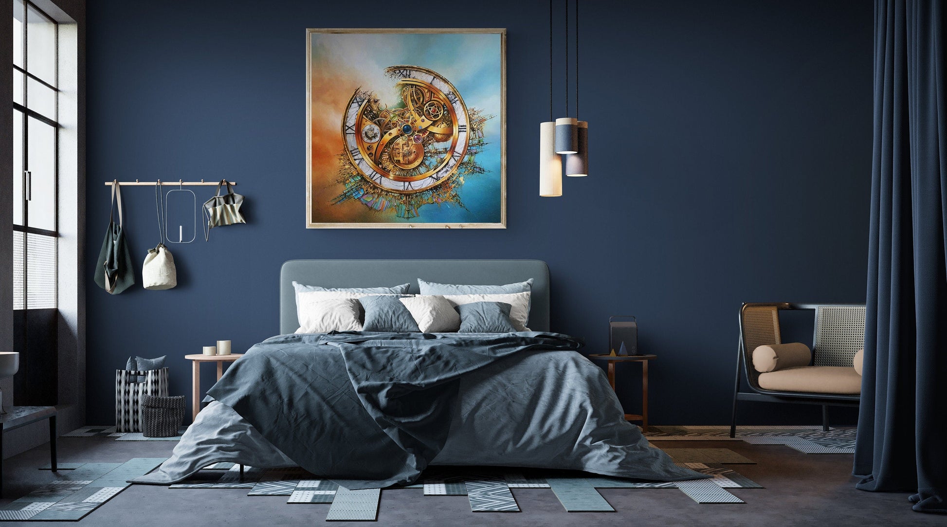 MYSTERY of TIME, Giclée canvas print,  Robert Zietara original painting, Modern abstract wall art, Gift idea for surreal art lovers FOSHE ART