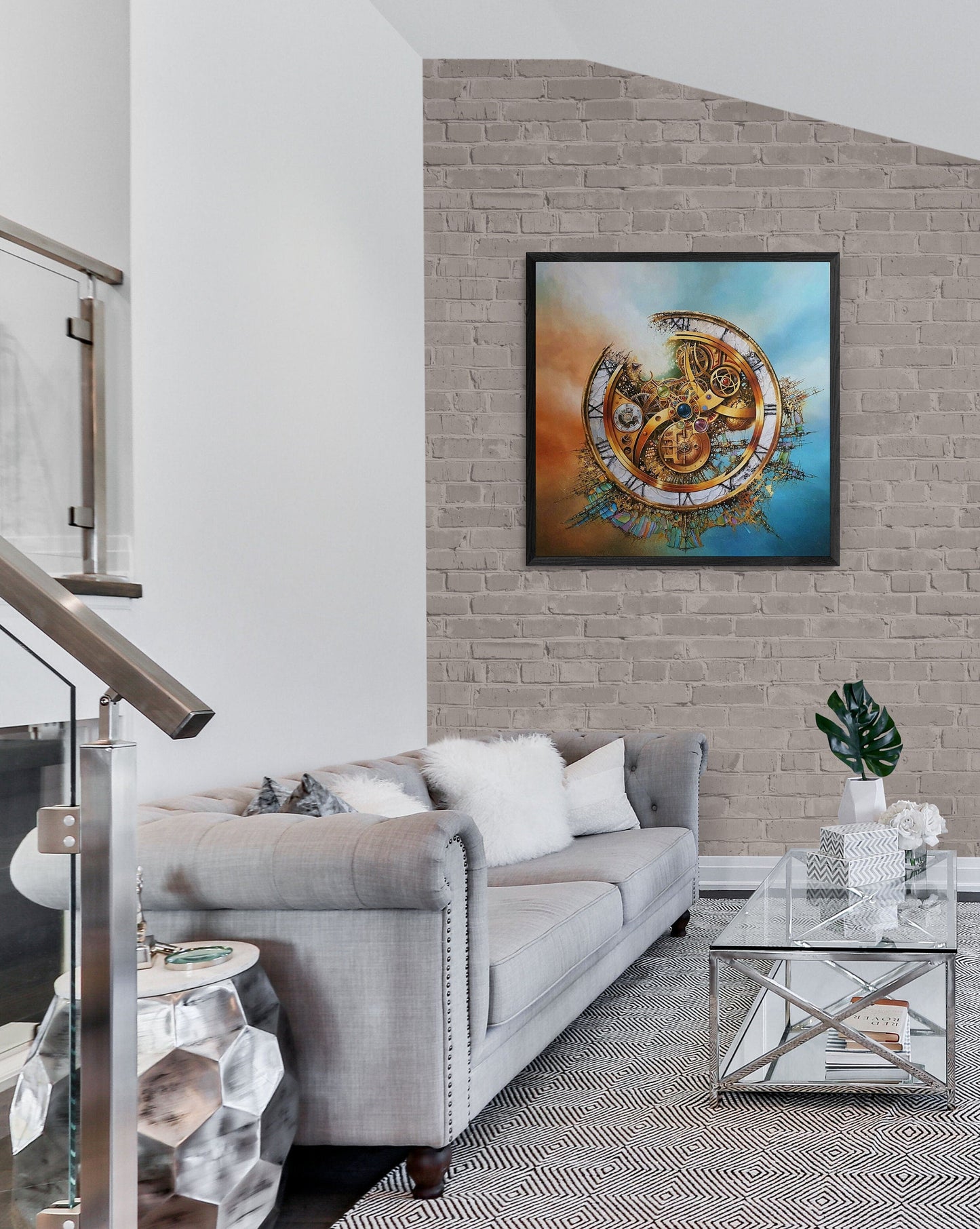 MYSTERY of TIME, Giclée canvas print,  Robert Zietara original painting, Modern abstract wall art, Gift idea for surreal art lovers FOSHE ART