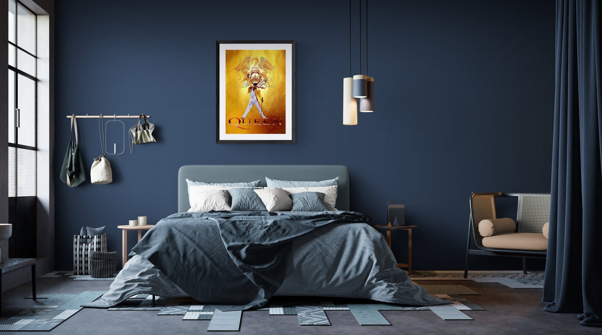 Freddie Mercury from Queen Unique Portrait, golden wall Art Print, Heavyweight paper, Music Icon, Singer Portrait,  New House Gift, House warming painting