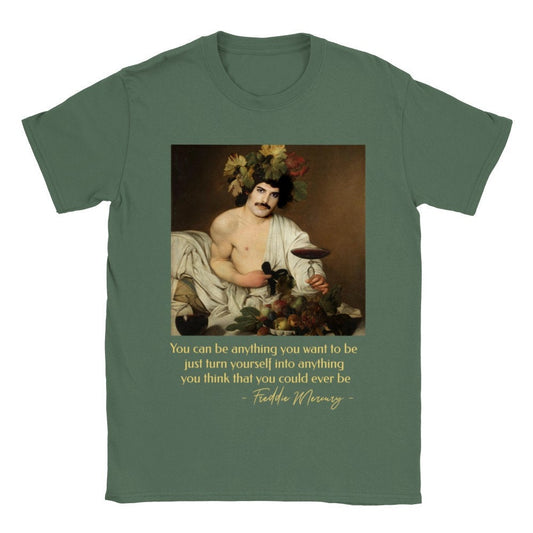 Freddie Mercury T-shirt with quote for Freddie Mercury Fans, Bacchus Caravaggio