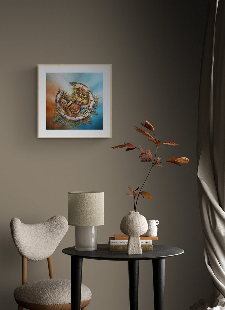 MySTERy OF TIME Fine Art Print from original oil painting, Symbolic Surreal Art Print, Universe, Abstract wall art, Modern Home Decoration FOSHE ART