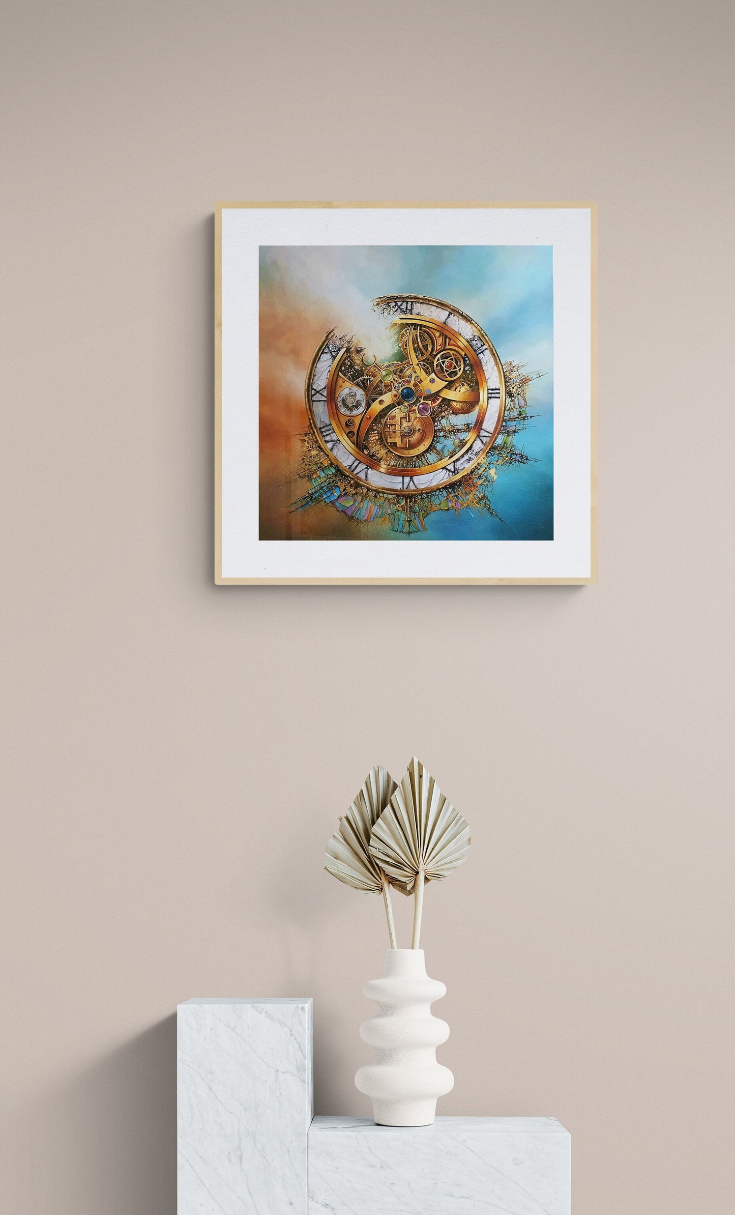 MySTERy OF TIME Fine Art Print from original oil painting, Symbolic Surreal Art Print, Universe, Abstract wall art, Modern Home Decoration FOSHE ART