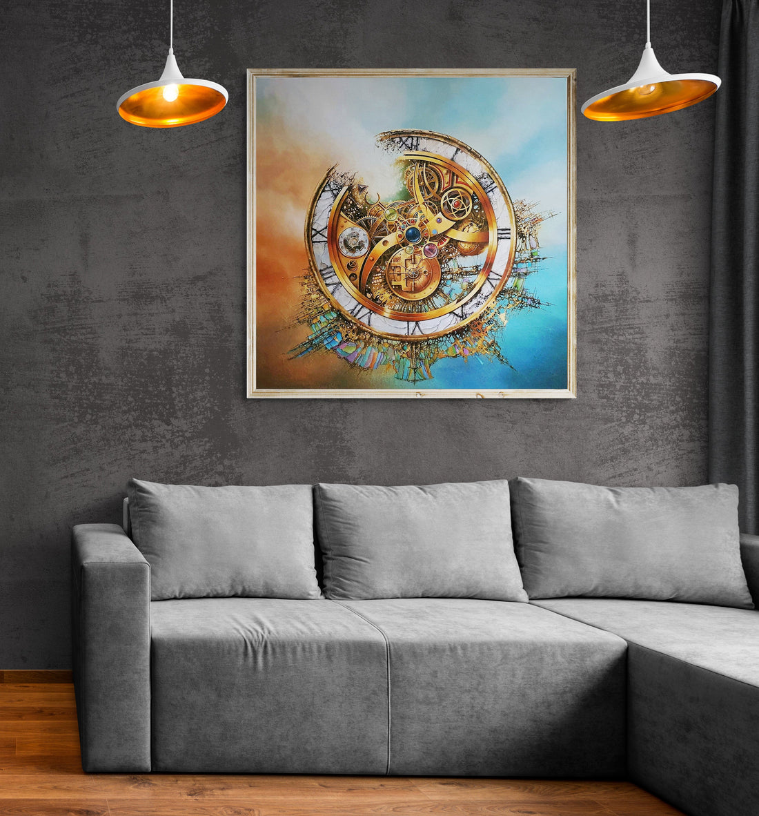 Mystery of Time Giclée, Surreal Clockwork Canvas Print, Abstract Art FOSHE ART