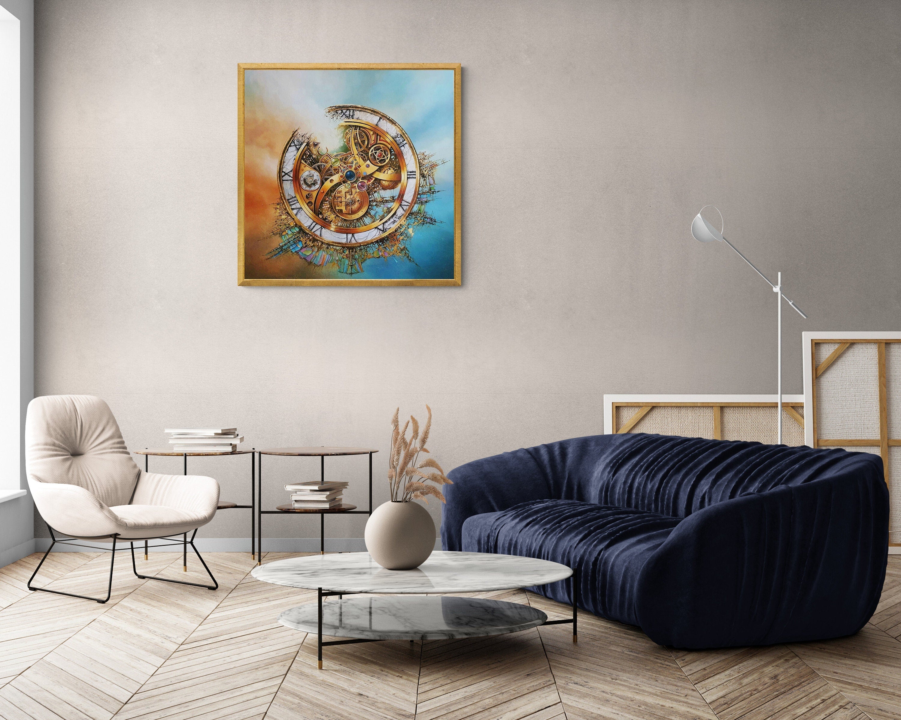 Mystery of Time Giclée, Surreal Clockwork Canvas Print, Abstract Art FOSHE ART