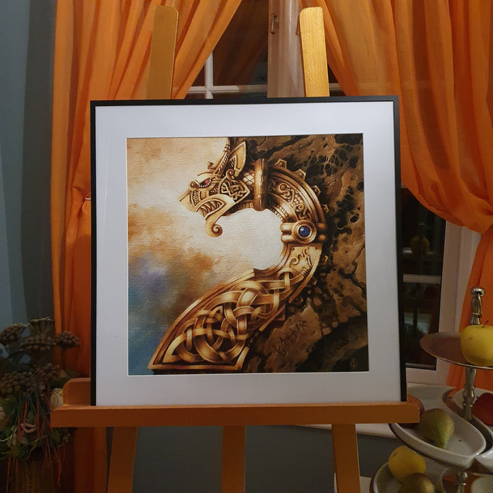 FAFNIR Giclée Art Print of original oil painting | Viking Dragon | Norse Mythology, Nordic Symbols | modern home decoration