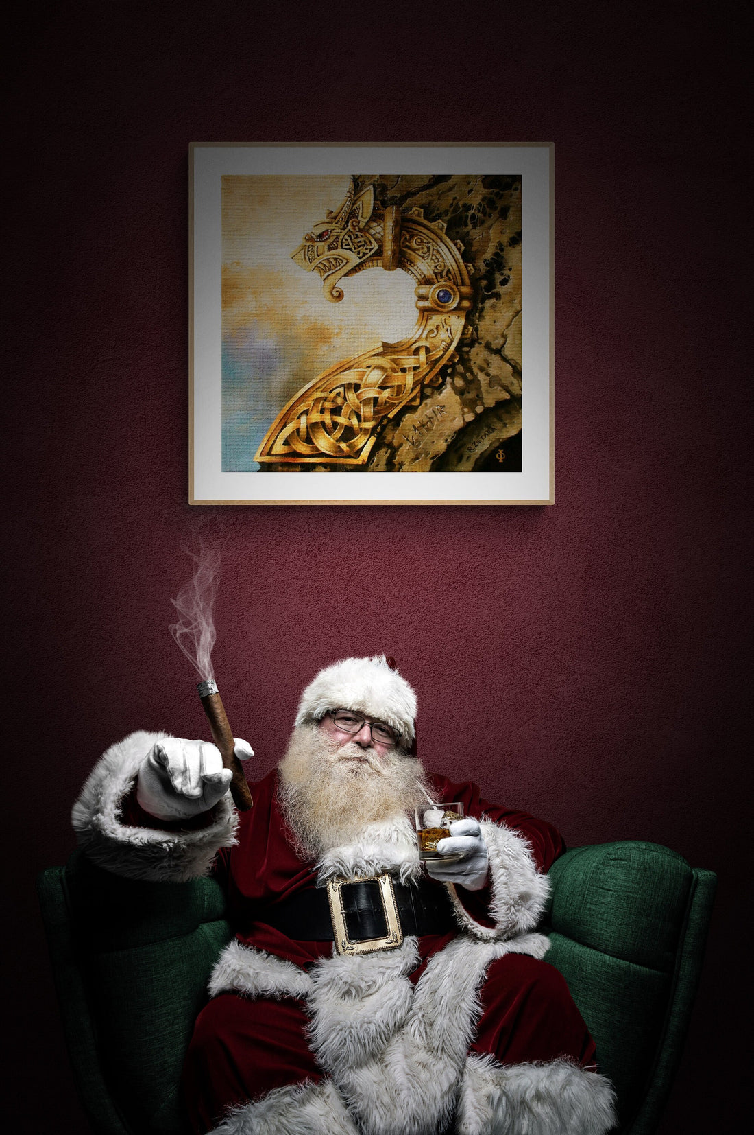 FAFNIR Giclée Art Print of original oil painting | Viking Dragon | Norse Mythology, Nordic Symbols | modern home decoration