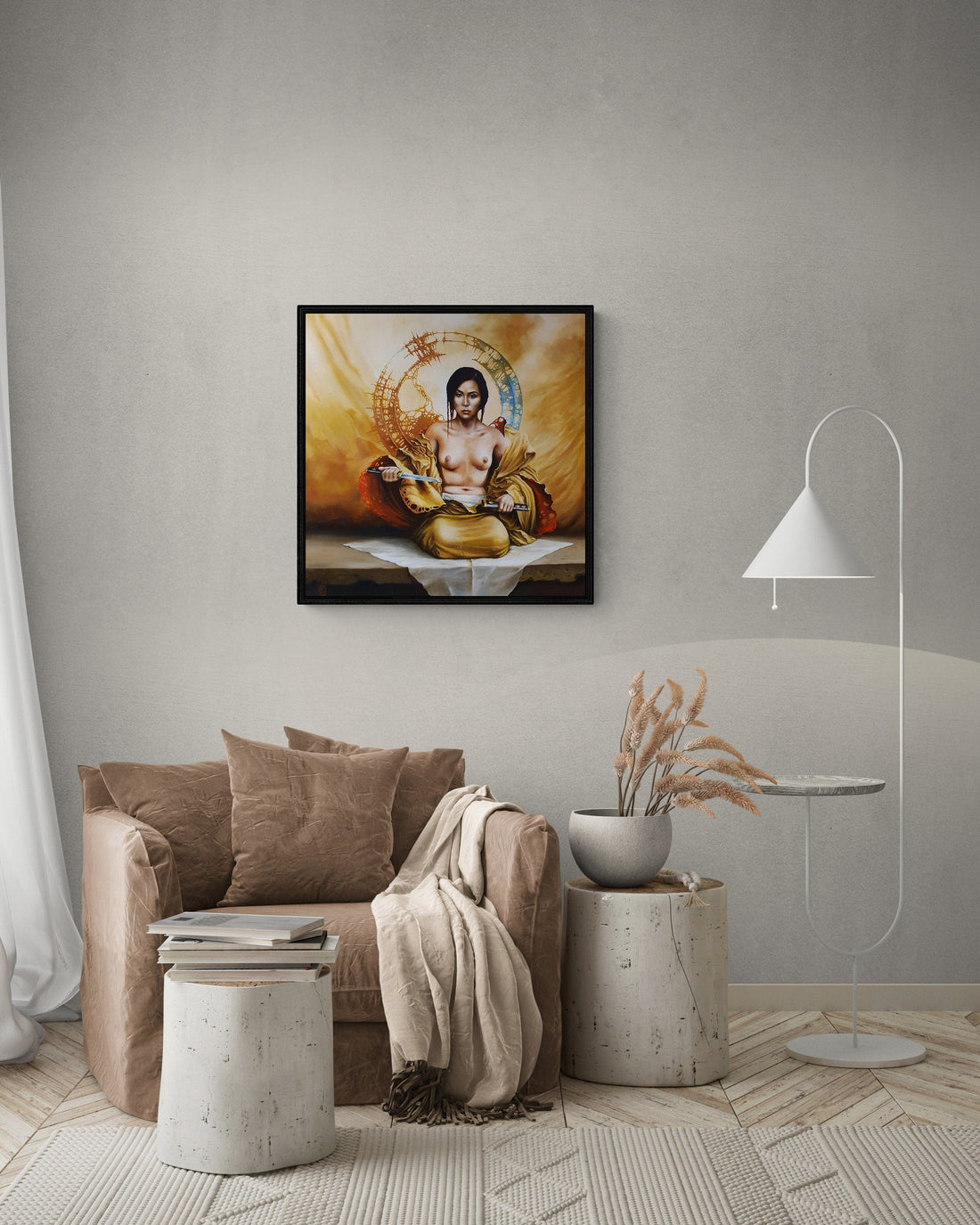 Japanese wall art Fineart print on canvas of Japanese Girl, Original Woman Portrait Art, Asian Modern Home Decor, Unique Home Art ,Gift Idea FOSHE ART