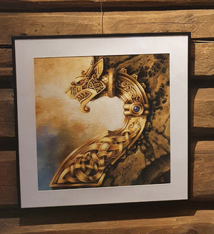 FAFNIR Giclée Art Print of original oil painting | Viking Dragon | Norse Mythology, Nordic Symbols | modern home decoration