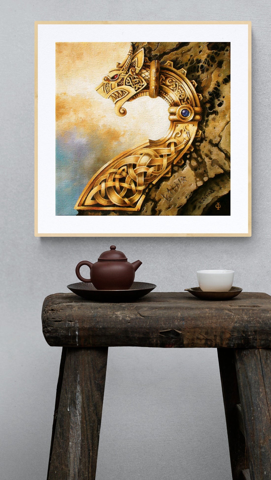 FAFNIR Giclée Art Print of original oil painting | Viking Dragon | Norse Mythology, Nordic Symbols | modern home decoration