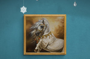 SLEIPNIR | Canvas print from original oil painting | White Horse Print | Equine Print | Horse Art Decoration | Horse canvas