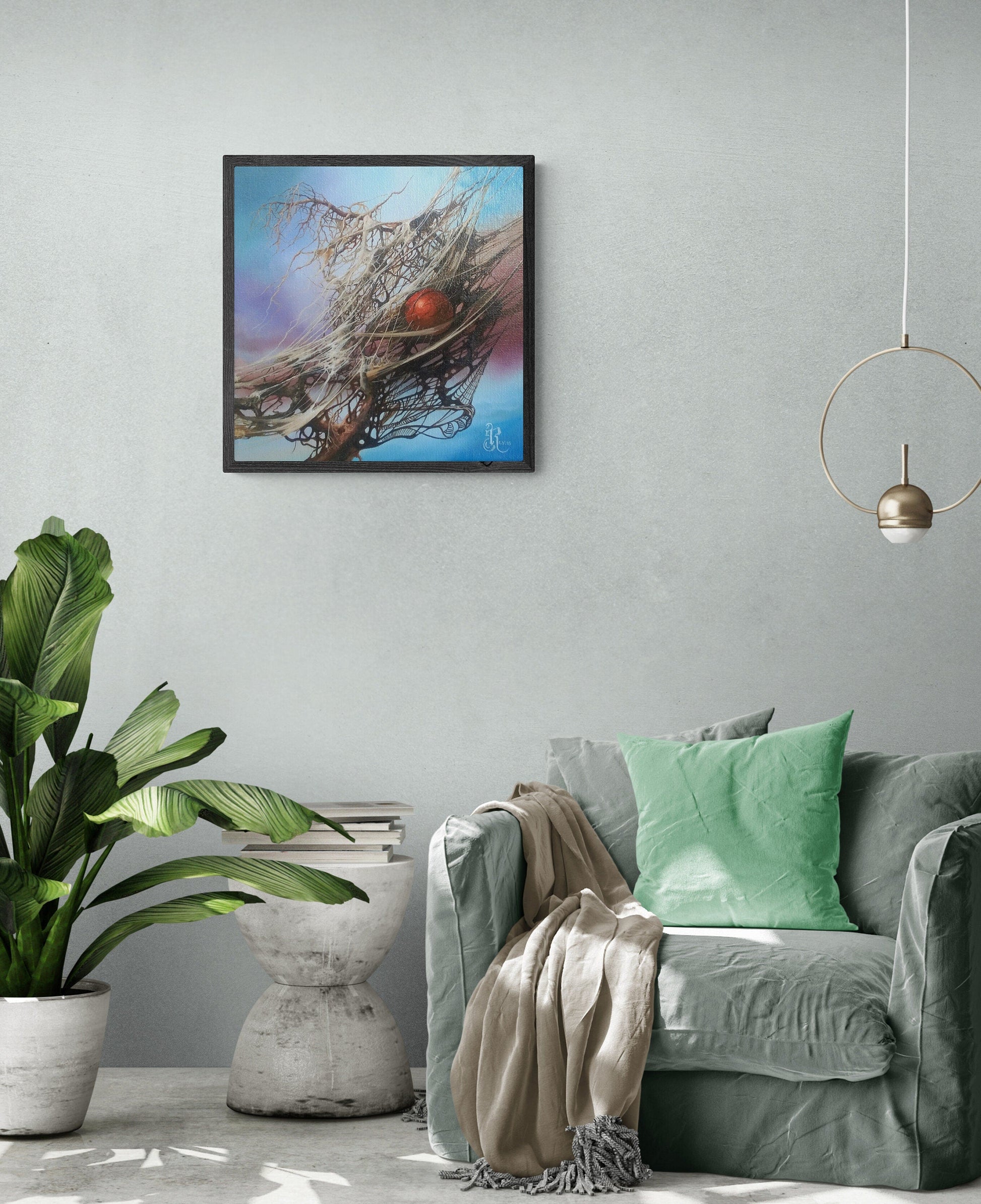 CAUGHT in the WEB of LIFE | Fine art print from original oil painting | Modern home decoration | Gift idea for surreal art lovers FOSHE ART