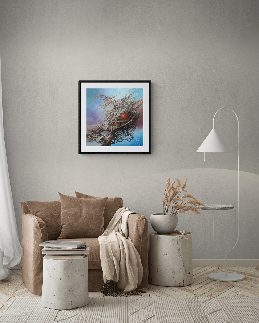 CAUGHT in the WEB of LIFE | Fine art print from original oil painting | Modern home decoration | Gift idea for surreal art lovers FOSHE ART