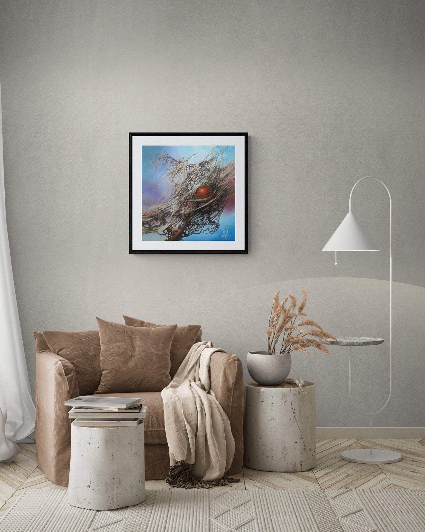 CAUGHT in the WEB of LIFE | Fine art print from original oil painting | Modern home decoration | Gift idea for surreal art lovers FOSHE ART