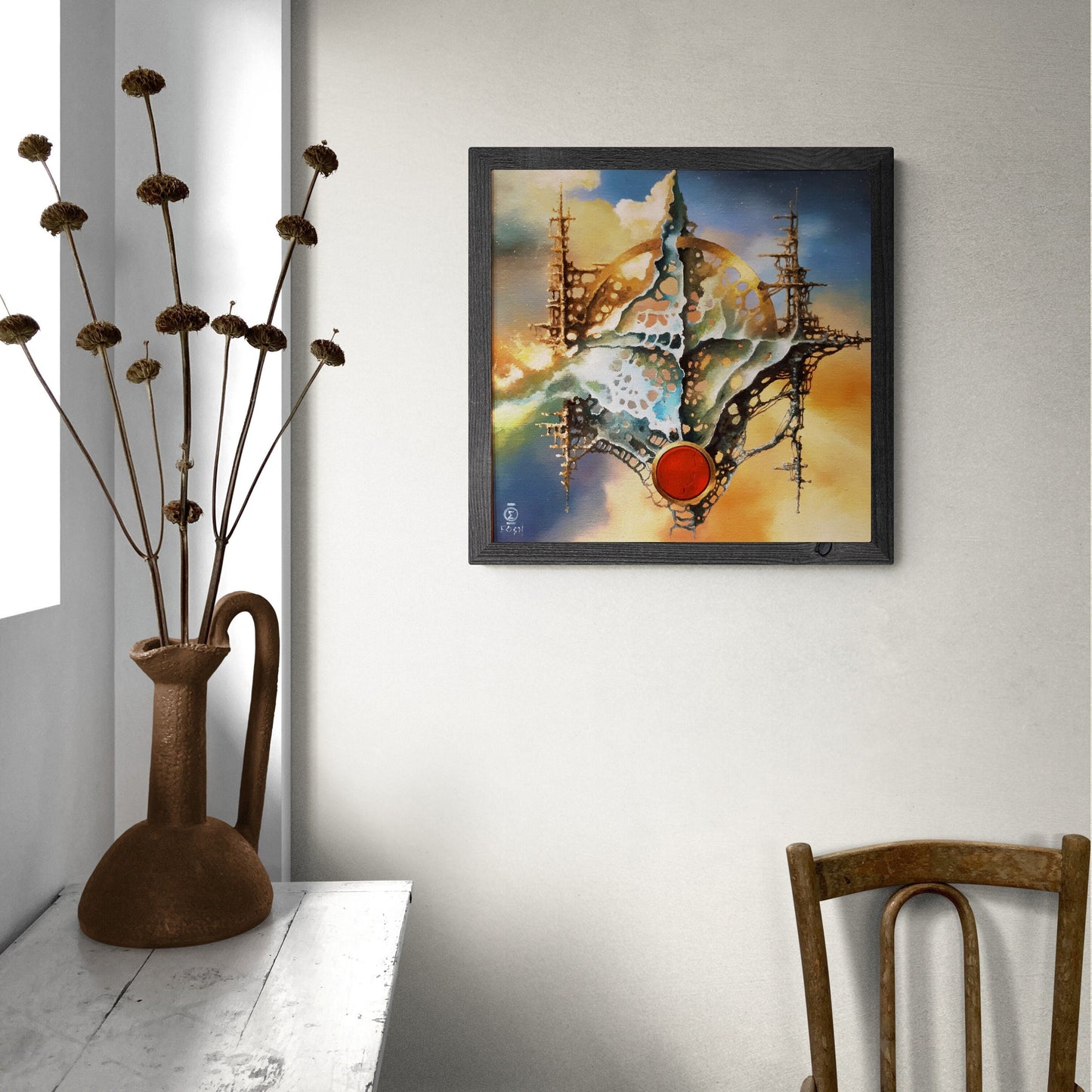 the JOY WITH STRUCTURE | Fine art print from original oil painting | Modern home decoration | Gift idea for surreal art lovers FOSHE ART