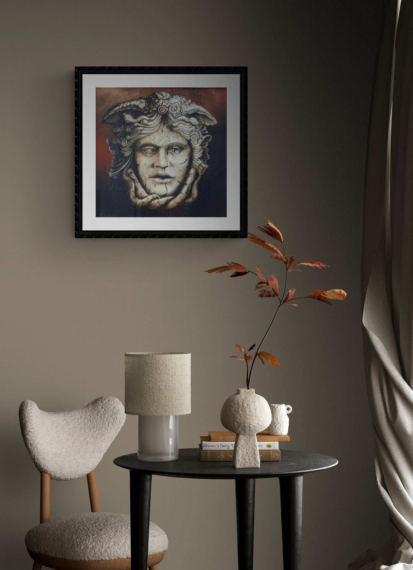 MEDUSA Giclée Fine Art Print of Mythical Creature from original oil painting modern home decoration gift idea for Greek mythology lovers