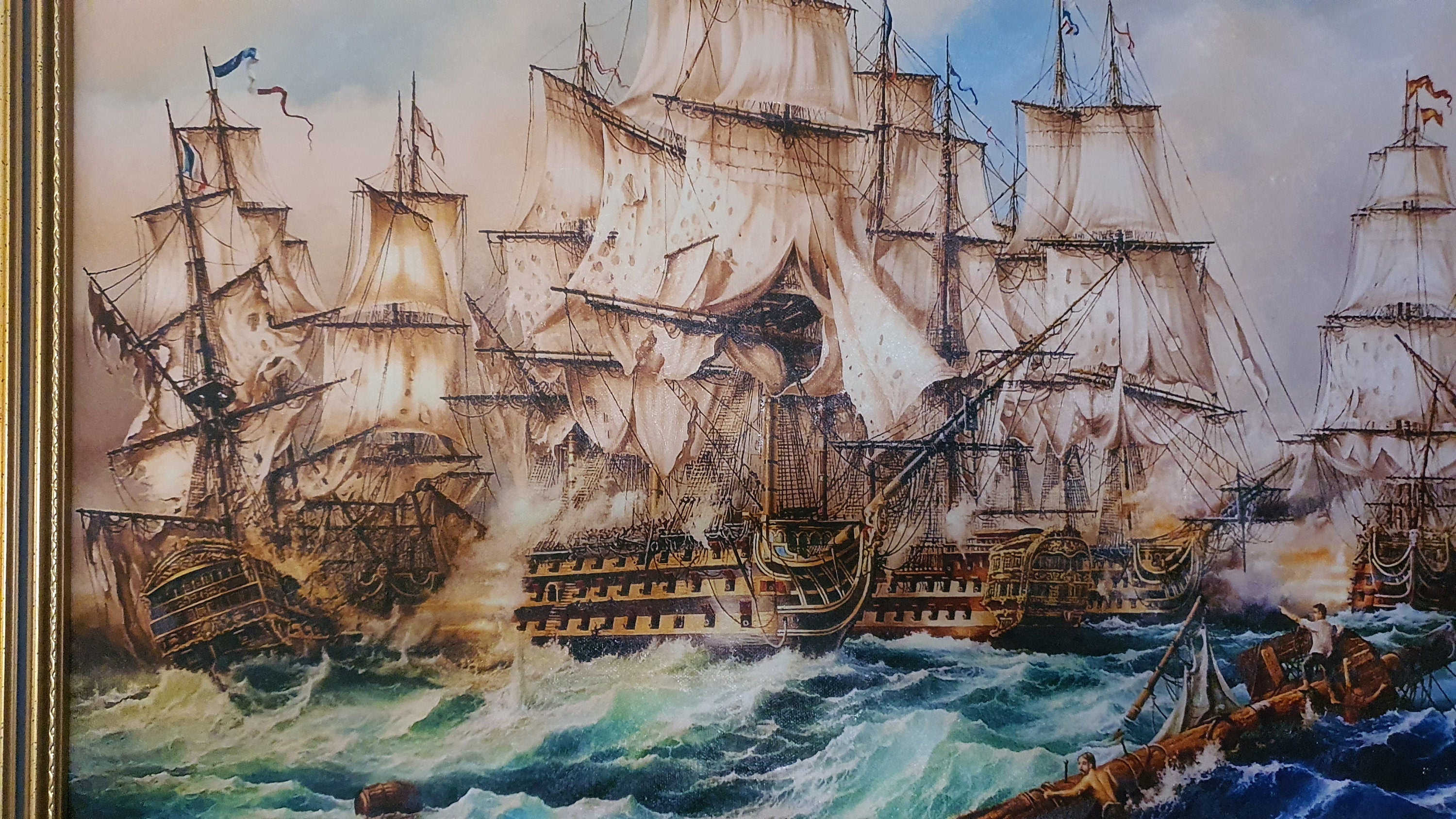 Battle-of-Trafalgar-Historical-Painting-Giclee-Print-Large-Canvas-HMS Victory-Naval History-Singed by artist-Lord Nelson-oil-painting-ship-seascape-artwork