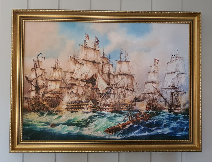 BATTLE of TRAFALGAR | HMS Victory Ship | Tall ship decoration | Giclée canvas print of original oil painting by Robert Zietara