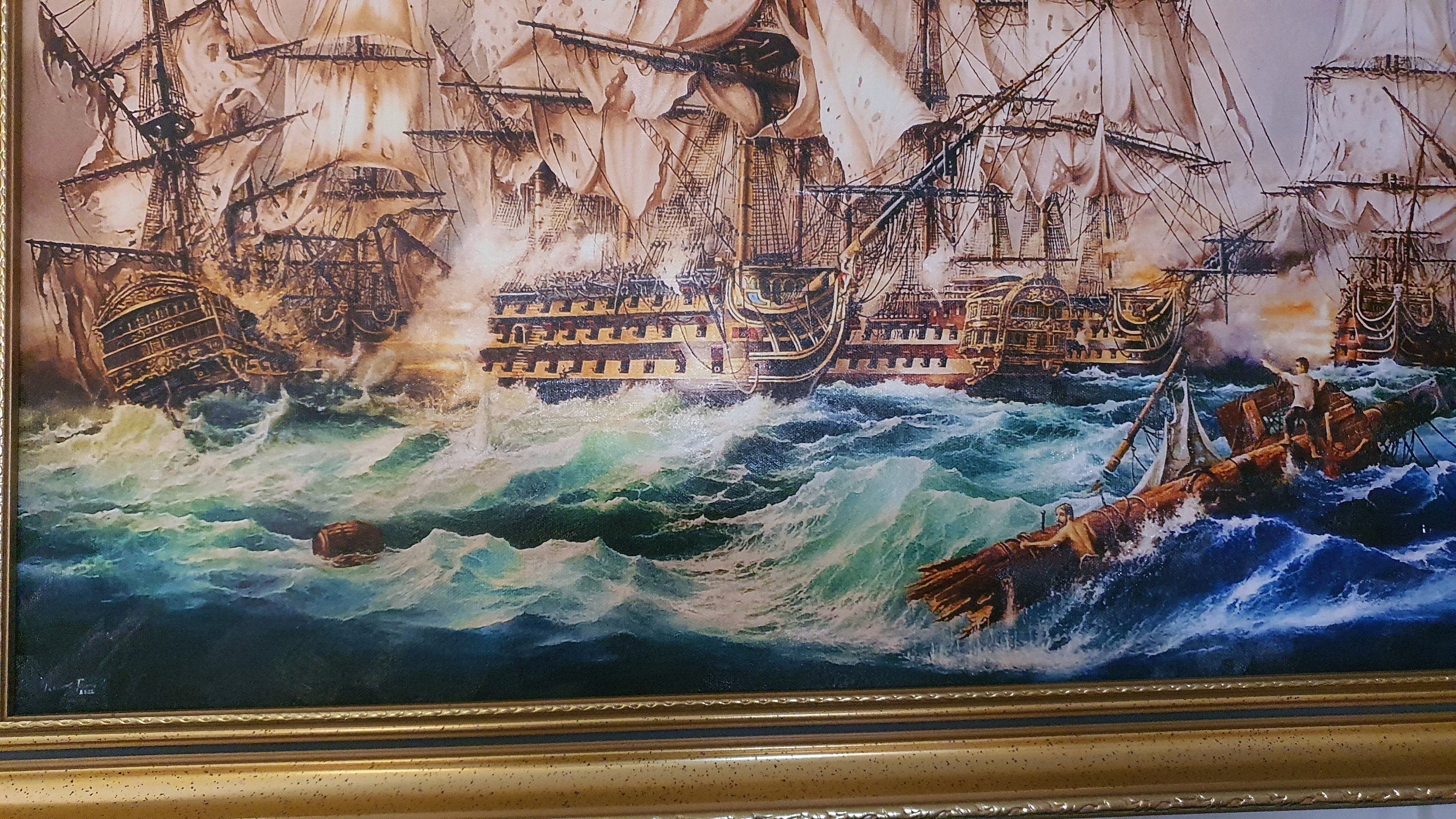 Battle-of-Trafalgar-Historical-Painting-Giclee-Print-Large-Canvas-HMS Victory-Naval History-Singed by artist-Lord Nelson-oil-painting-ship-seascape-artwork