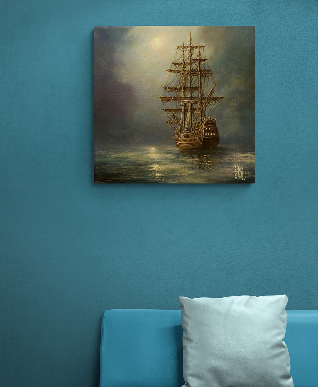 Mystic Voyage: Ship at Night, Nautical Art Print from original ship painting, Seascape Decoration, Tall Ship Painting