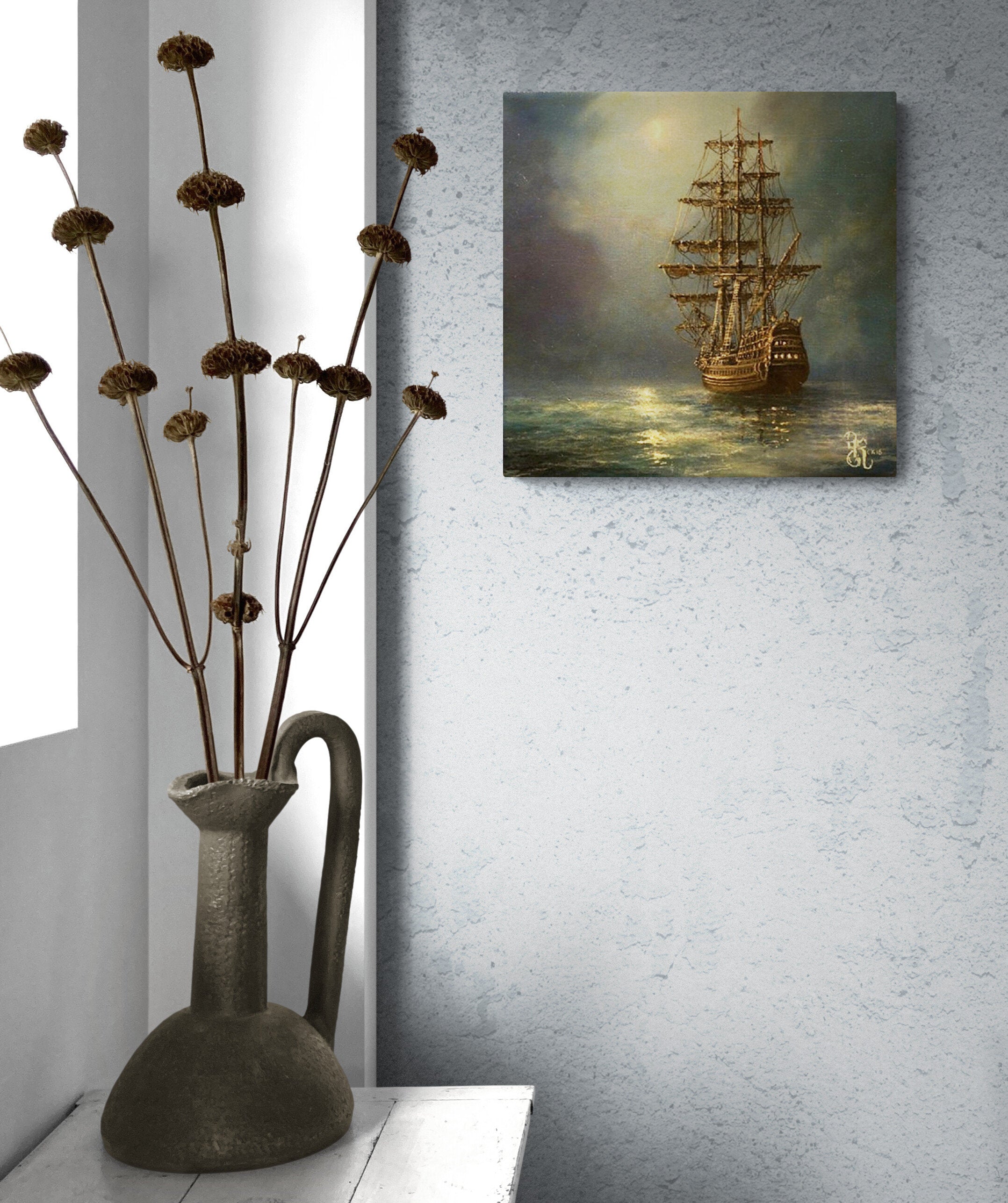 Tall Ship Painting: Nautical Seascape Art Print, Maritime Decor FOSHE ART