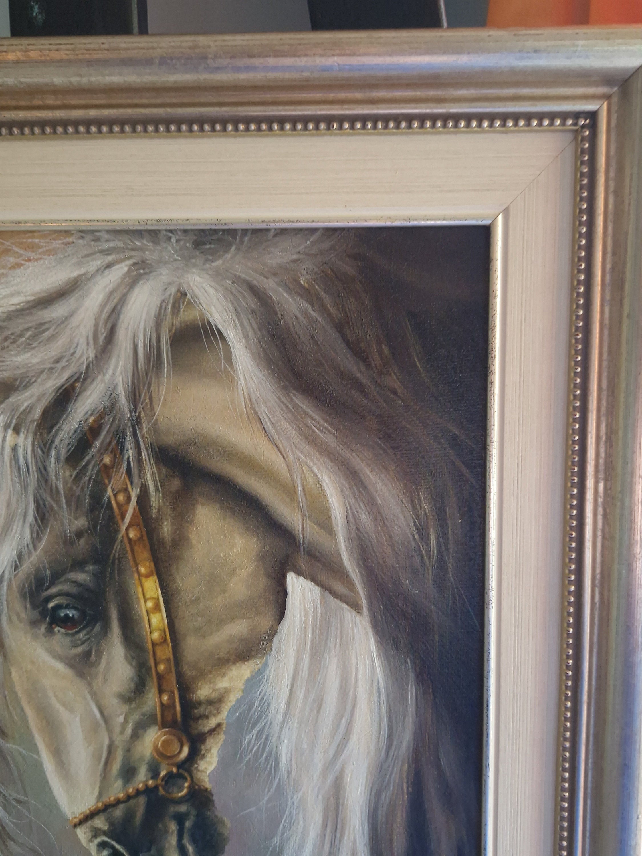 White Horse Head Oil Painting | Framed Canvas Art FOSHE ART