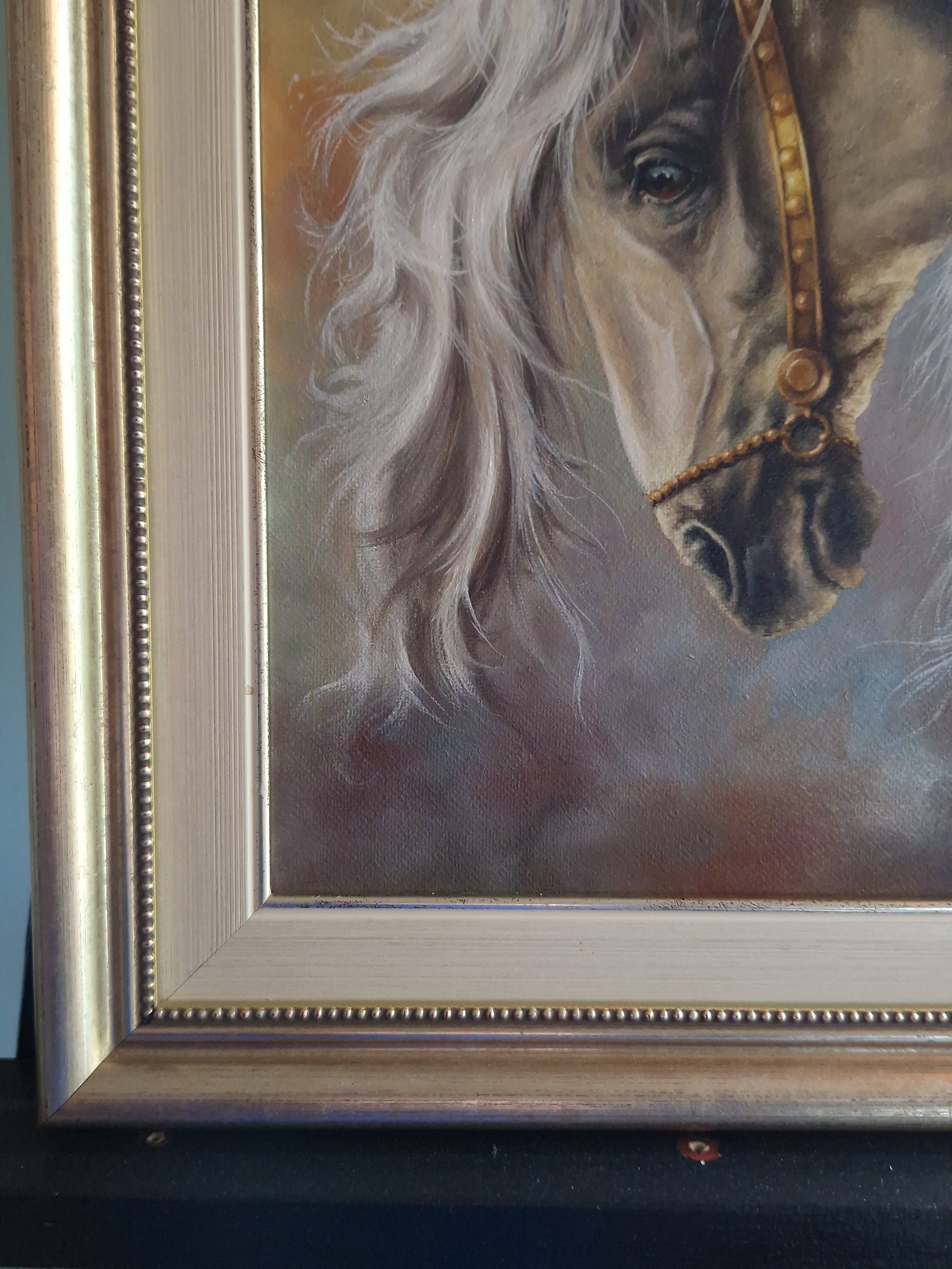 White Horse Head Oil Painting | Framed Canvas Art FOSHE ART