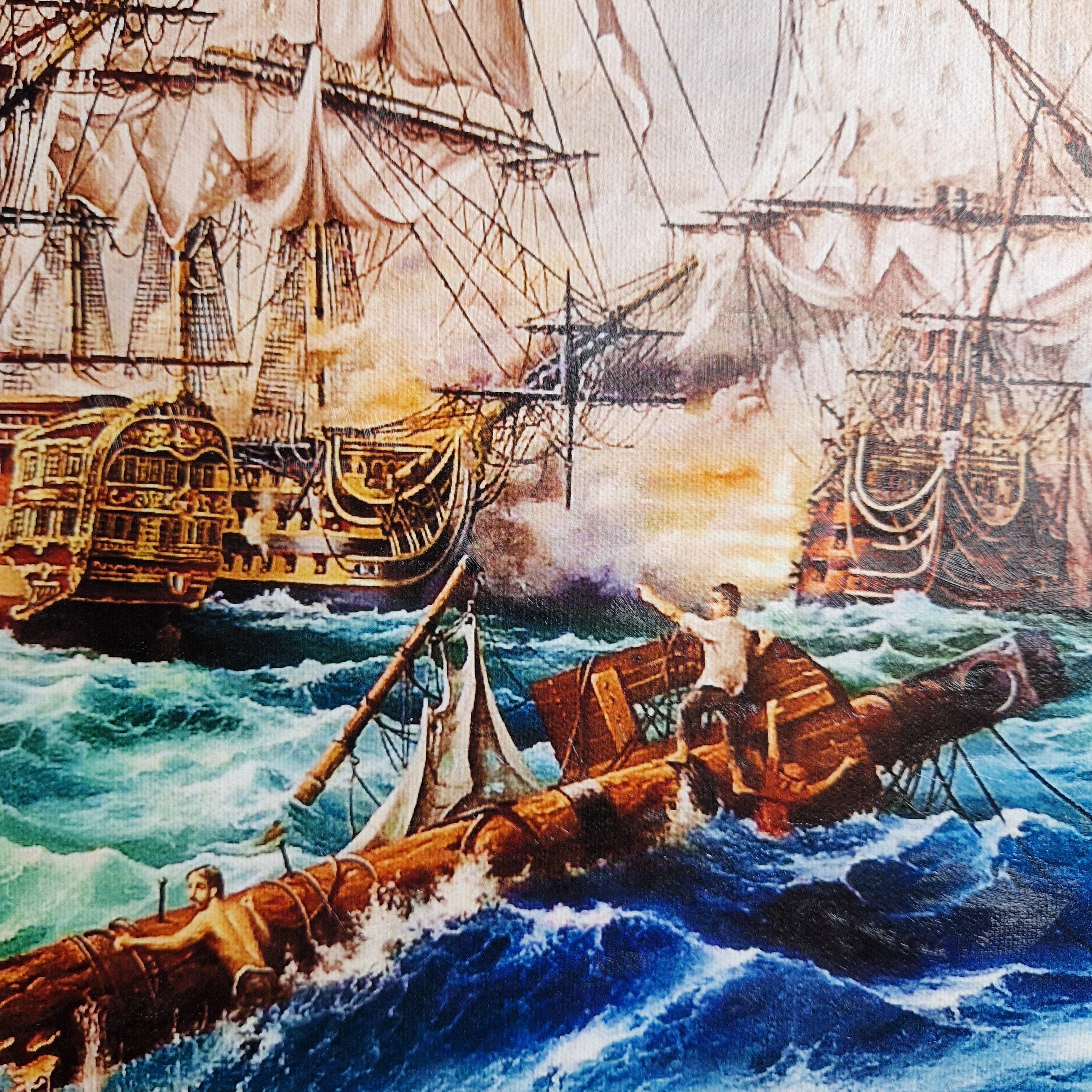 Battle of Trafalgar by Robert Zietara, HMS Victory, Framed Giclée Canvas Print FOSHE ART