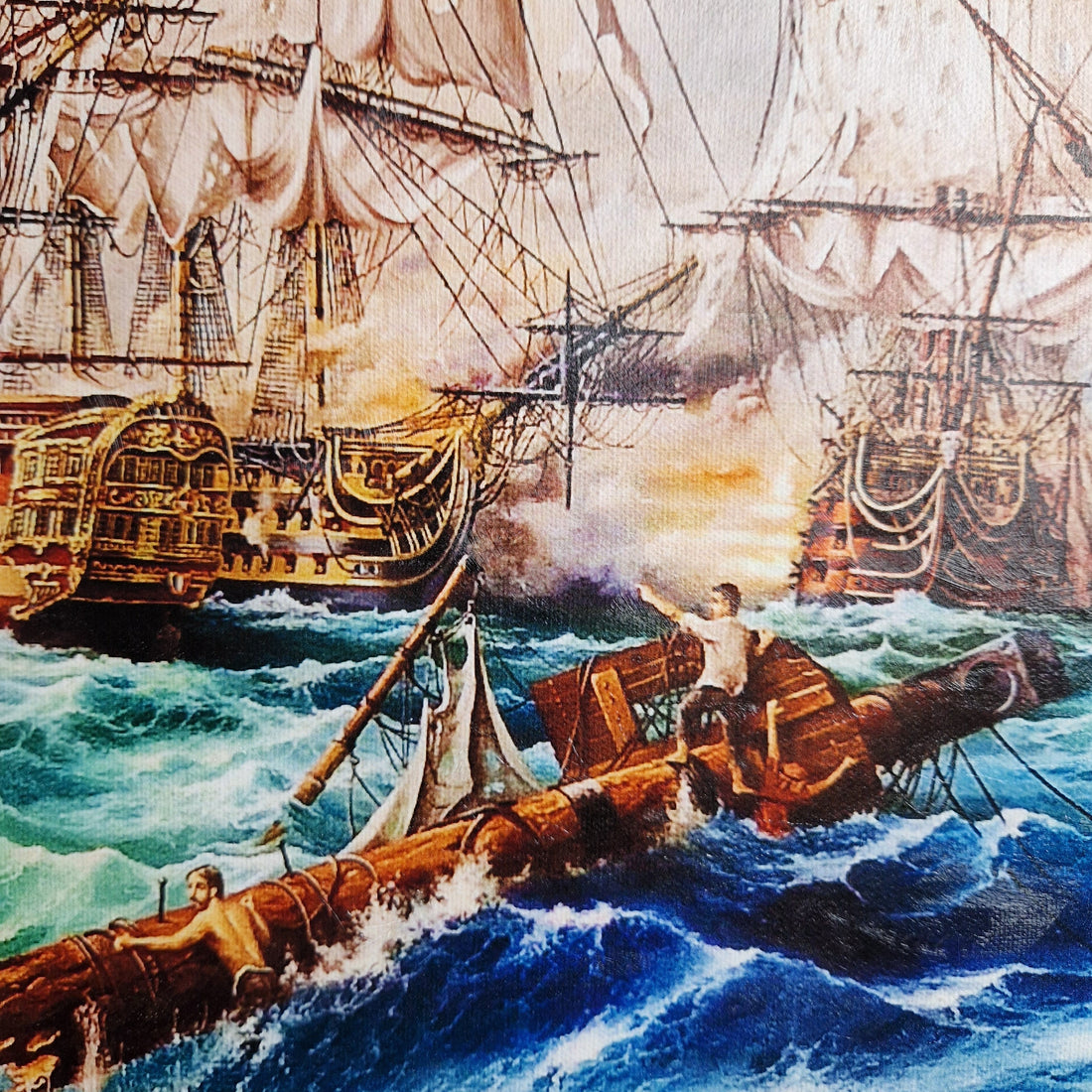 Battle of Trafalgar by Robert Zietara, HMS Victory, Framed Giclée Canvas Print FOSHE ART