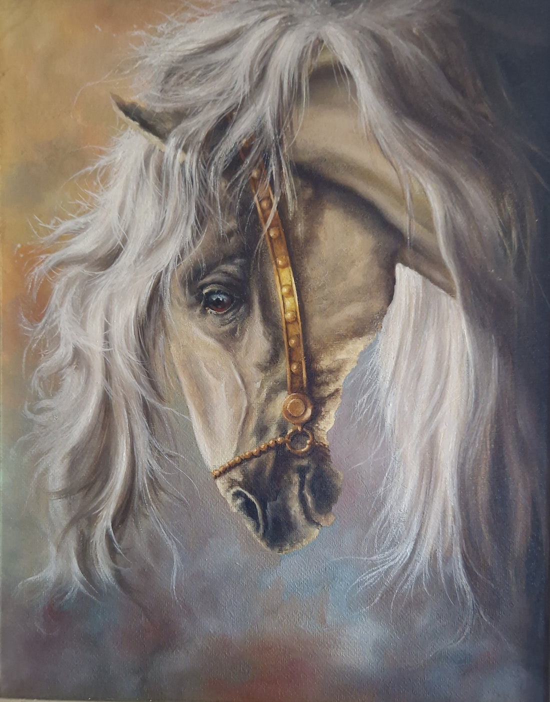 White Horse Head Oil Painting | Framed Canvas Art FOSHE ART