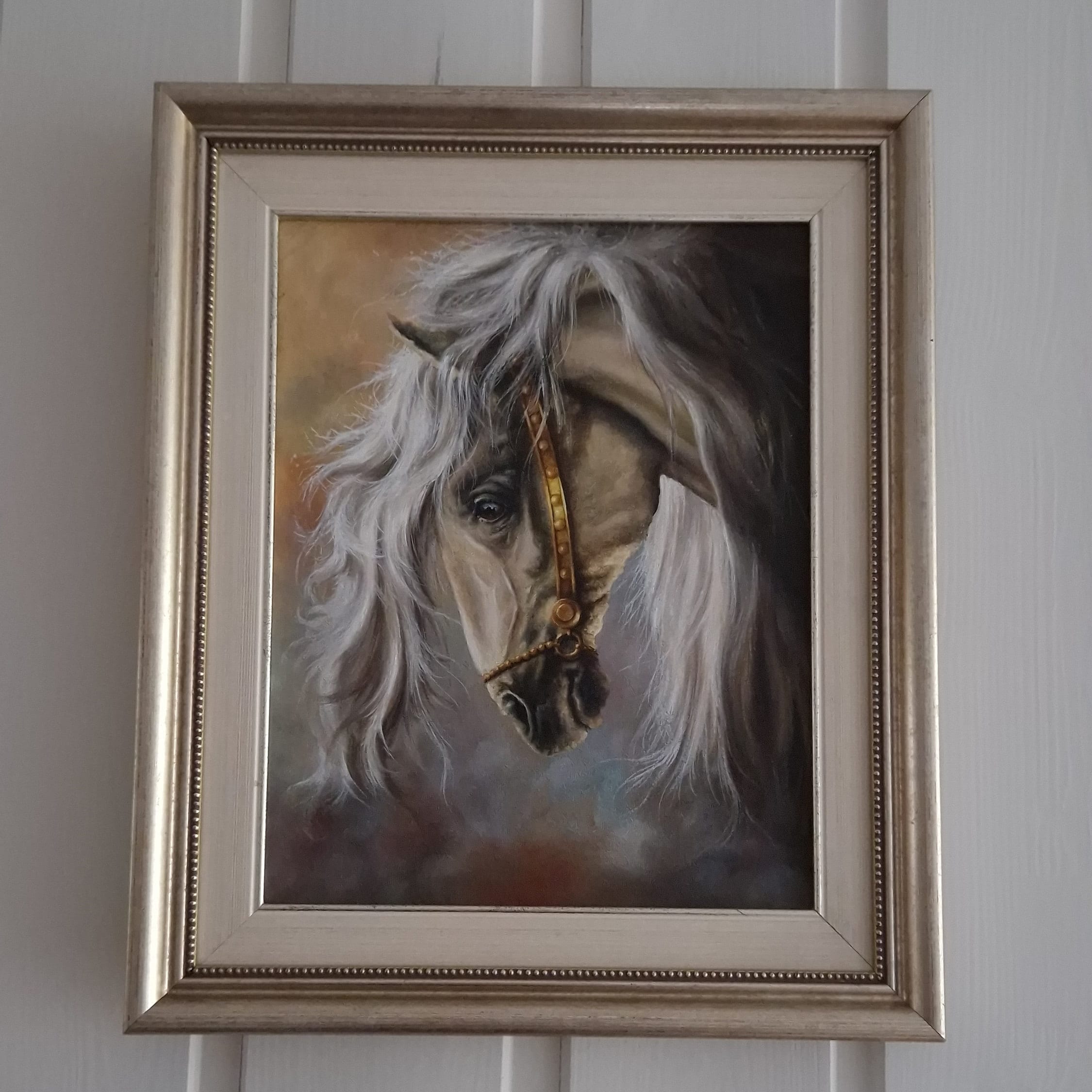 White Horse Head Oil Painting | Framed Canvas Art FOSHE ART