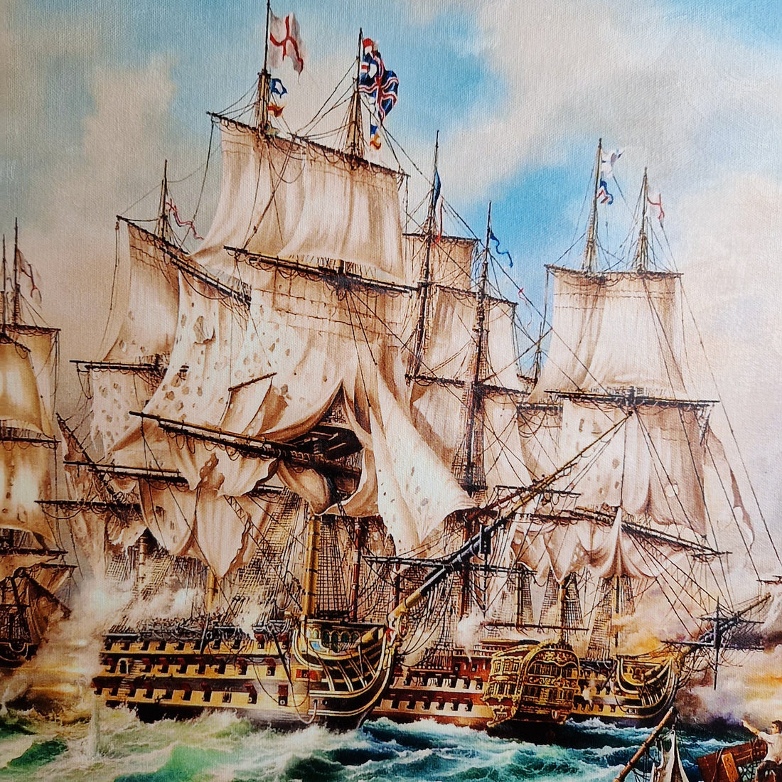 Battle of Trafalgar by Robert Zietara, HMS Victory, Framed Giclée Canvas Print FOSHE ART