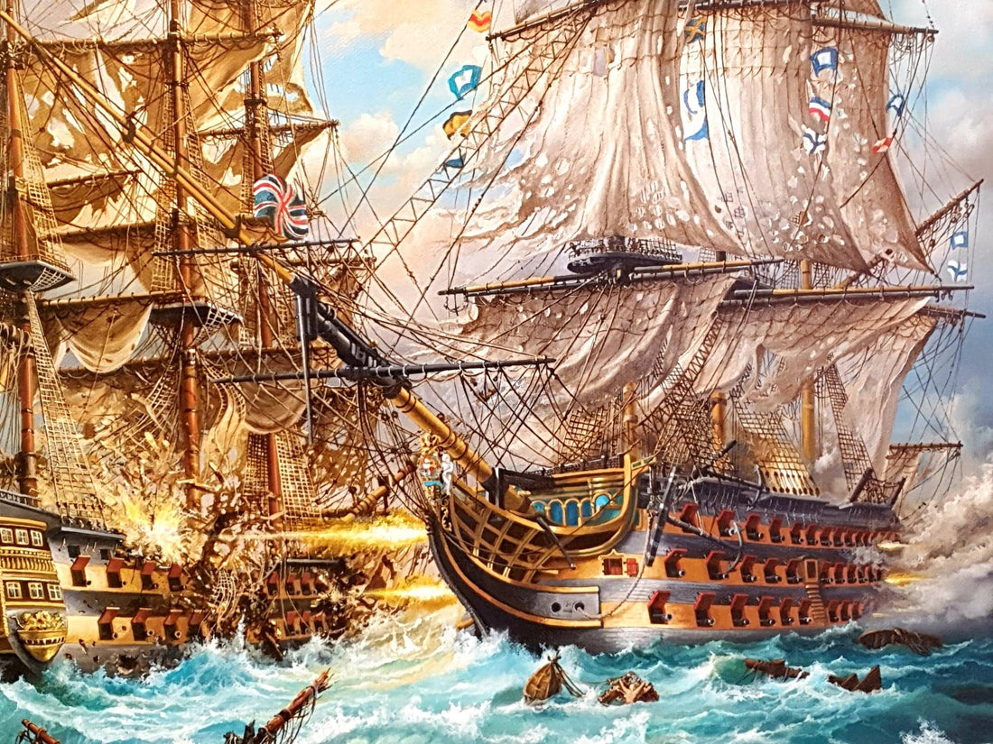 Battle of Trafalgar, HMS Victory Giclee Print, Naval History Art FOSHE ART