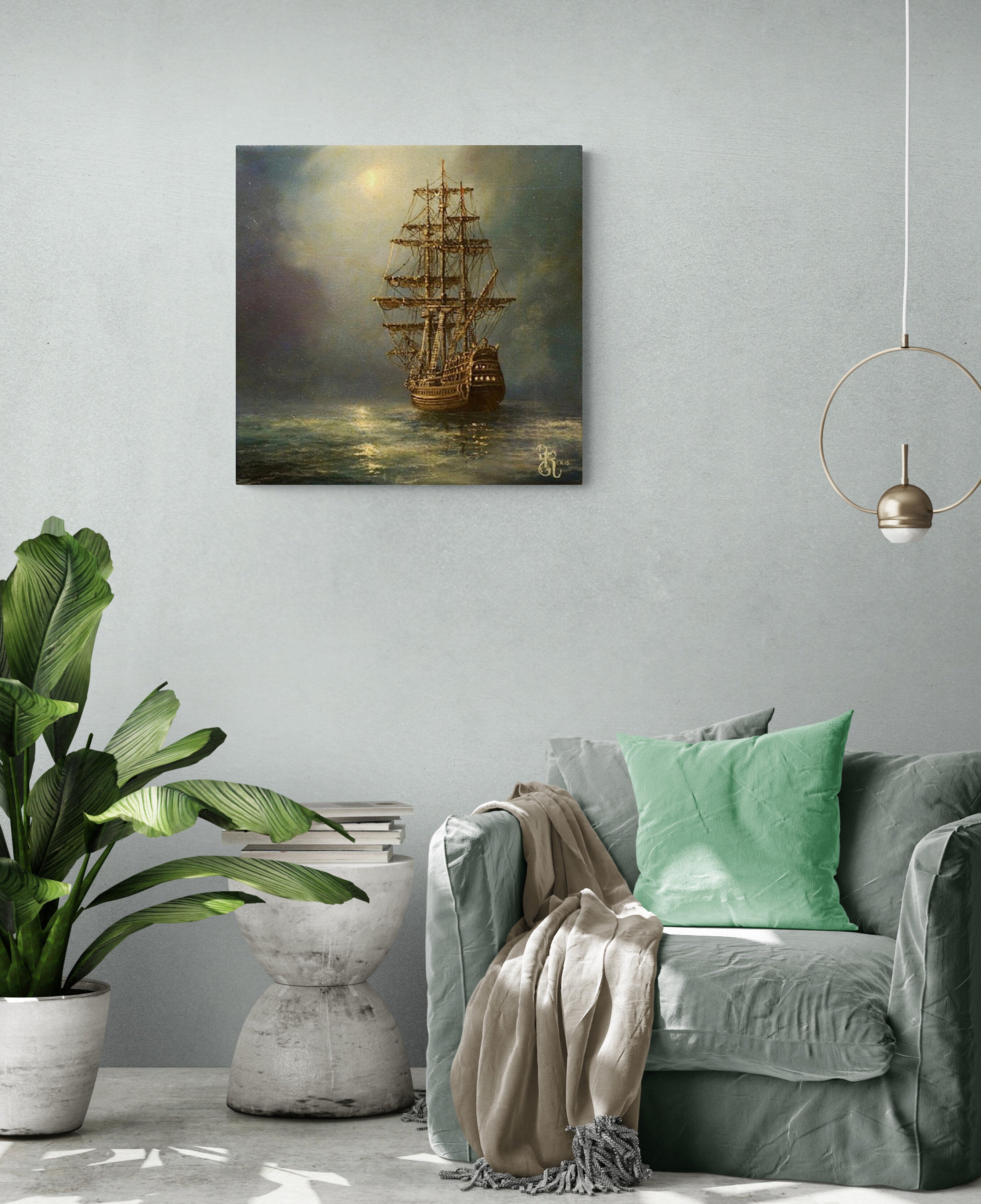 Naval Ship at Night Giclée Print, Serenity Fine Art FOSHE ART