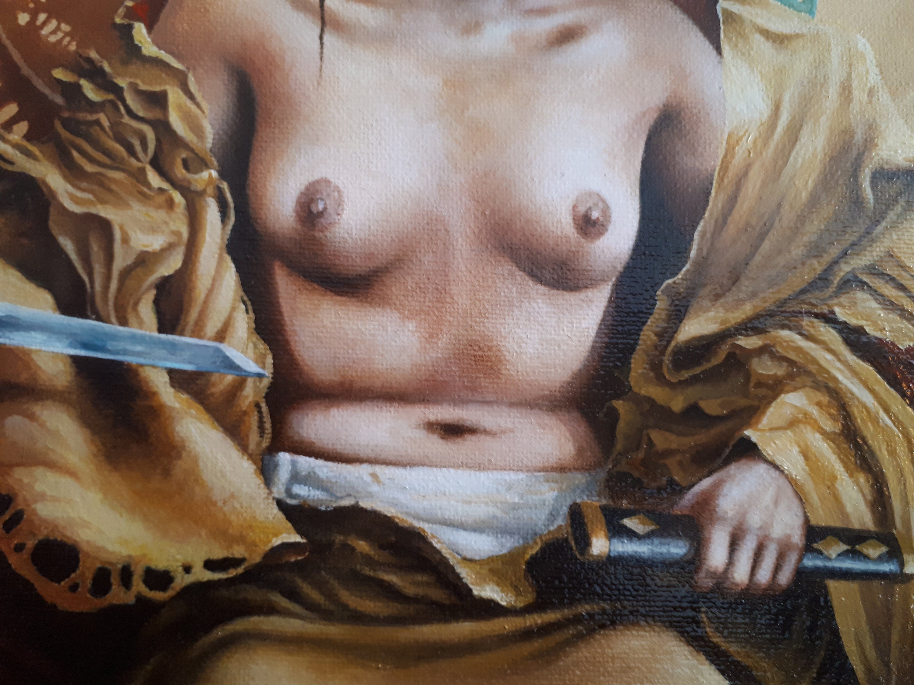 Nude Japanese Girl Canvas Print | Original Woman Portrait Art, Asian Modern Wall Decor, Unique Home Art, Gift Idea